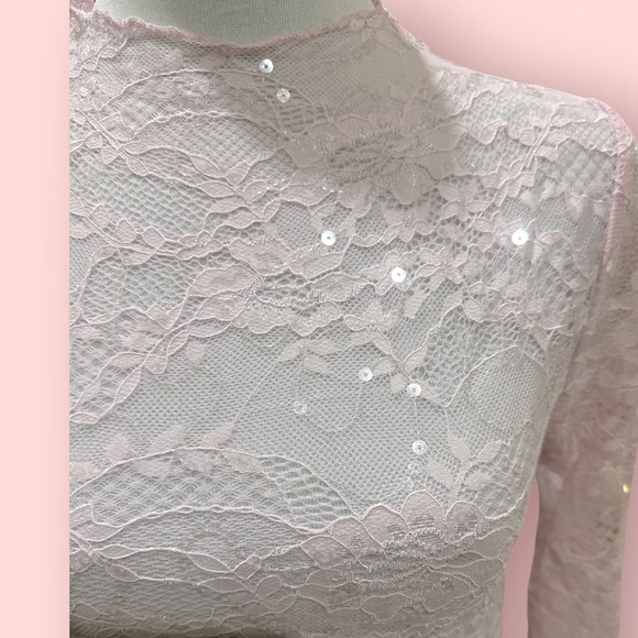 Wild Fable Light Pink Lace Long Sleeve Top | Size S | NWT - Picture 5 of 8
